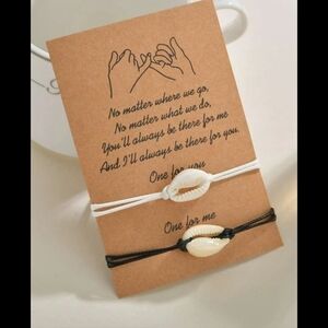 2 piece Puka Shell White & Black Wire Friendship Bracelet Set~LAST ONE 🕐
